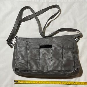 Gray Leather Crossbody Bag